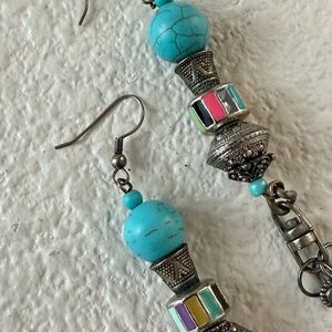 Turquoise and Silver Bohemian Earrings